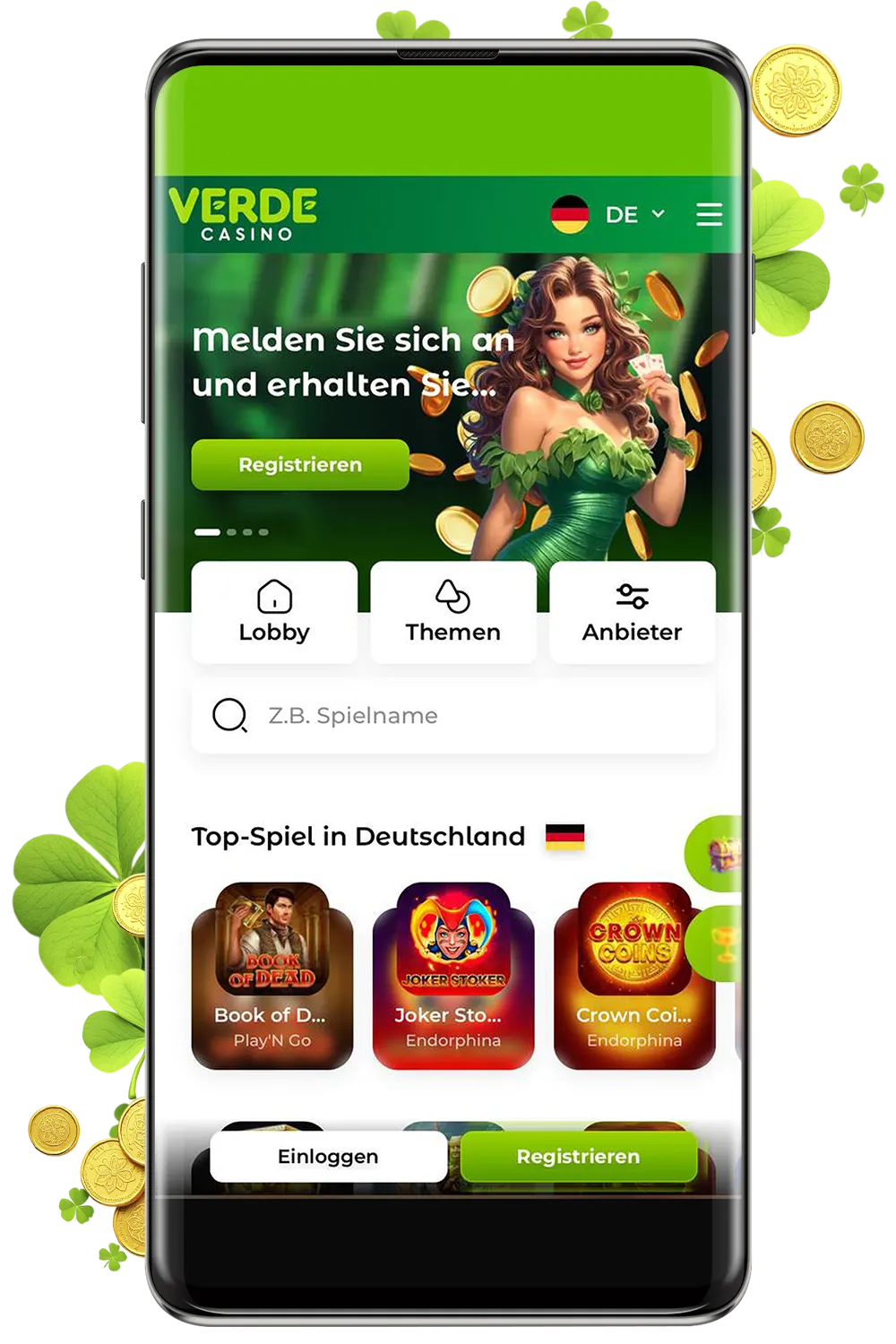 Screenshot von der offiziellen website Verde Casino