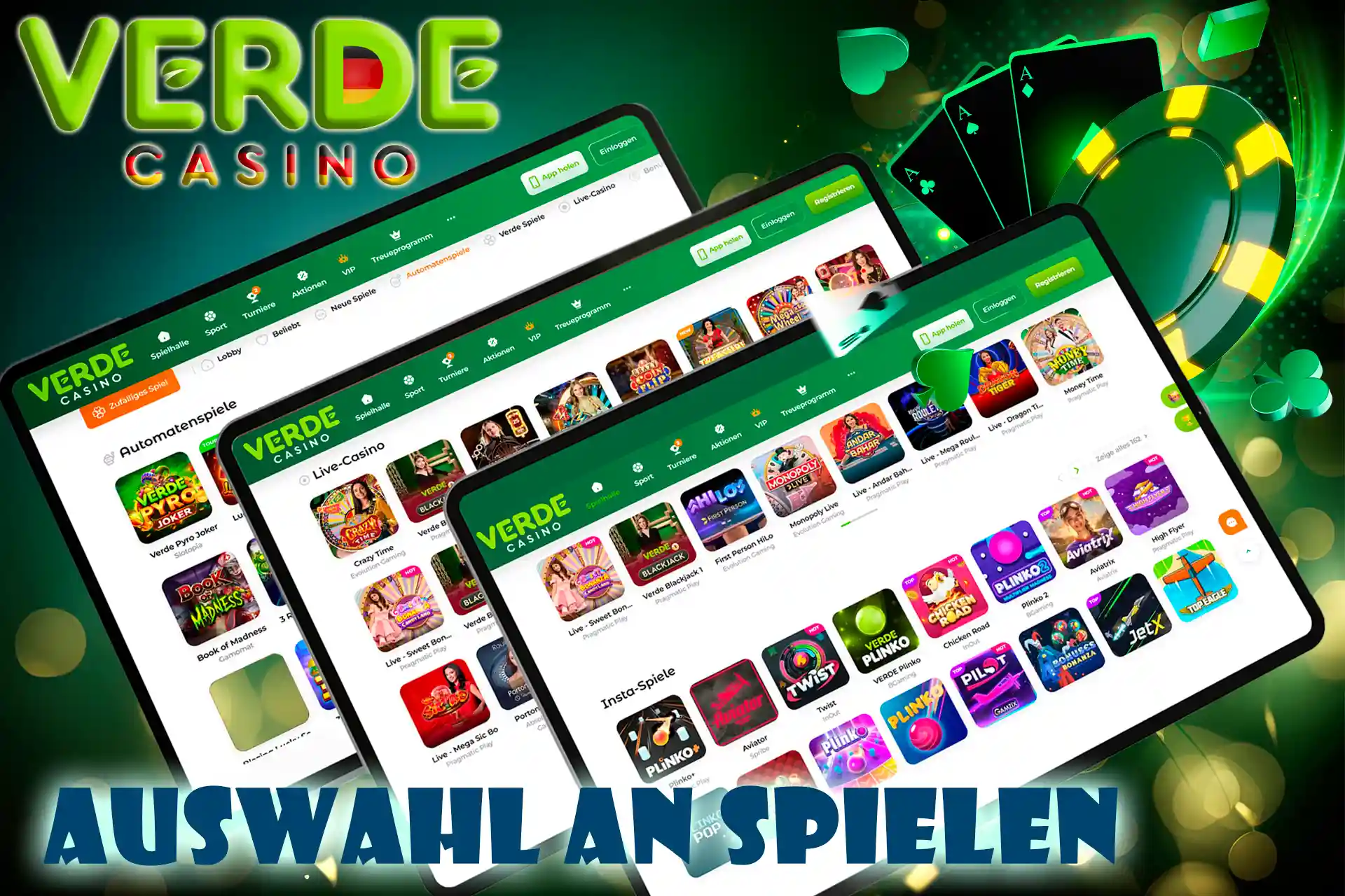 Verde Casino bietet eine große Auswahl an Spielen