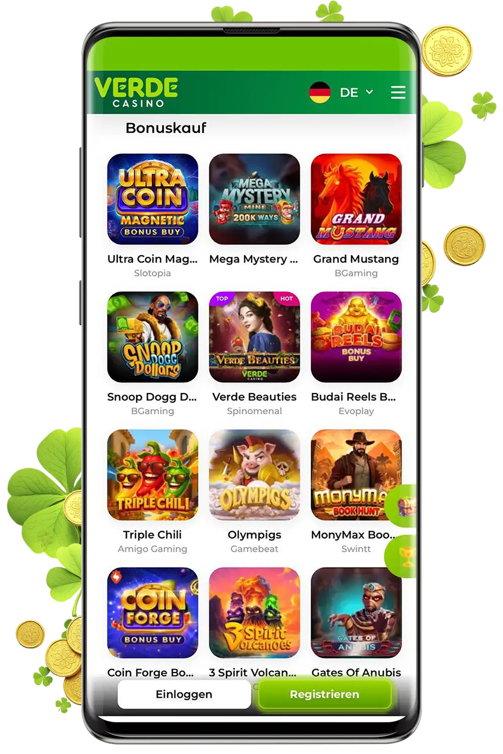 Screenshot von der offiziellen website Verde Casino