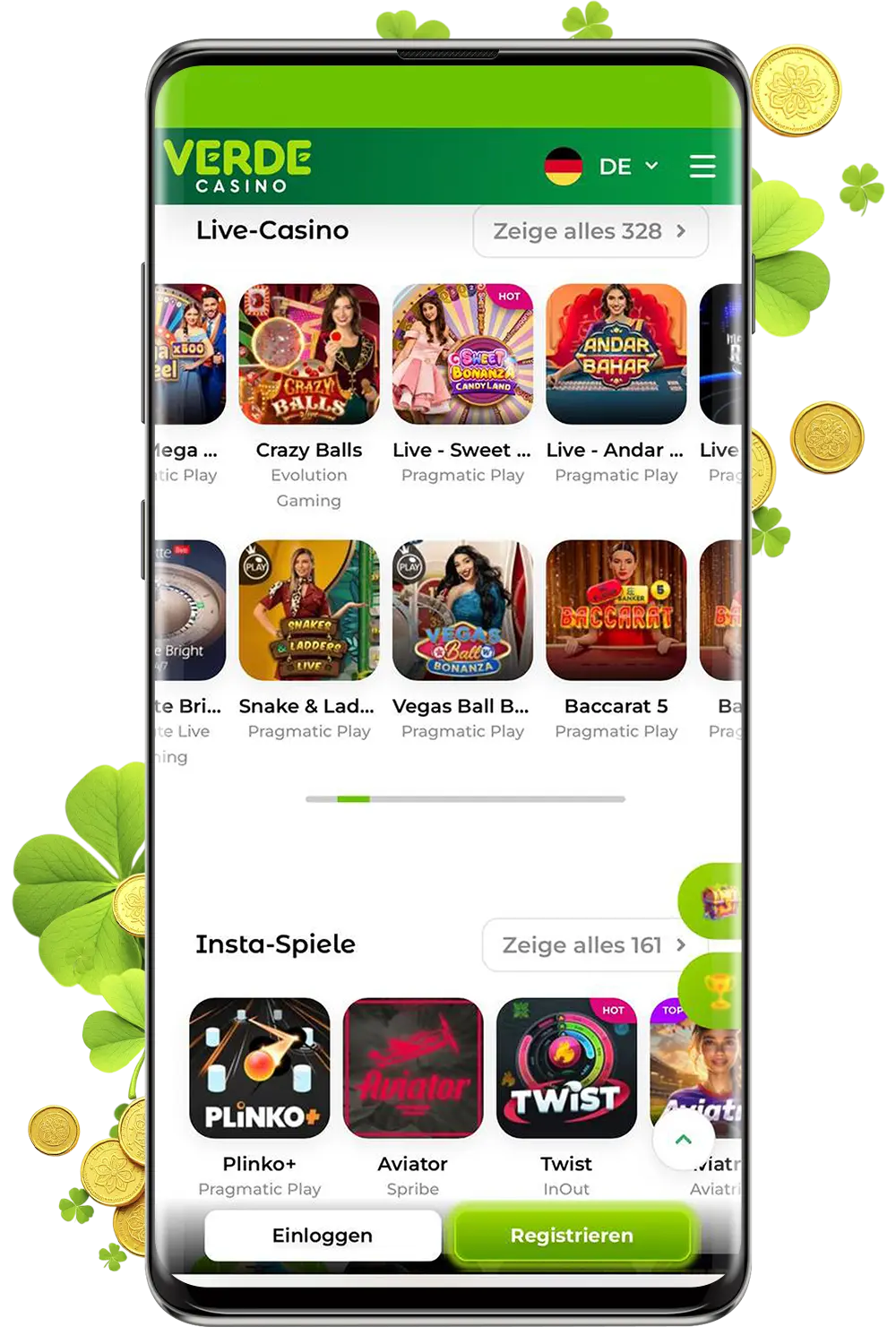 Screenshot von der offiziellen website Verde Casino