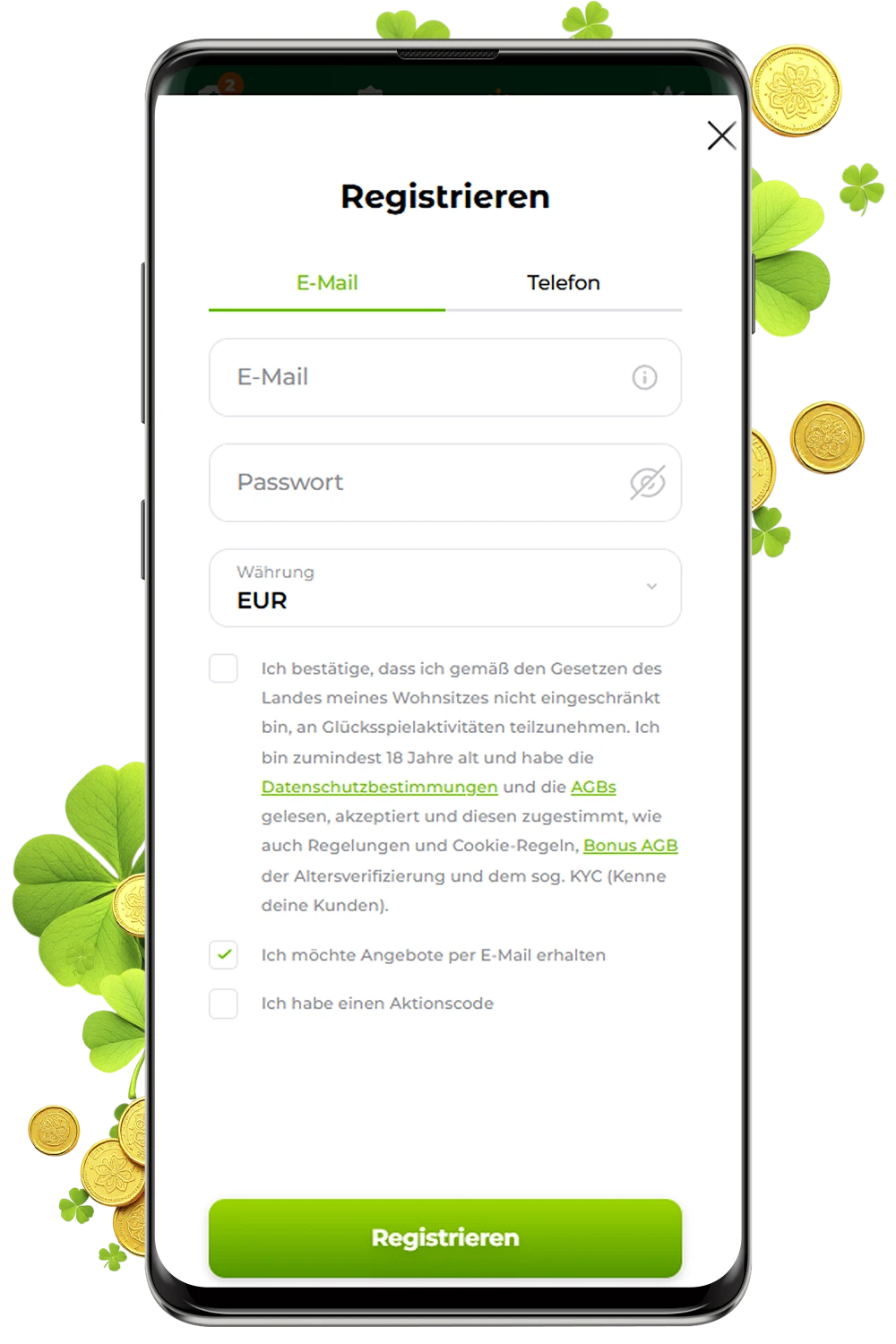 Screenshot von der offiziellen website Verde Casino